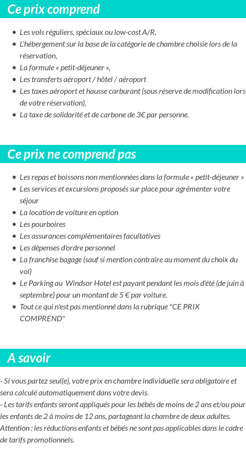 Conditions tarifaires