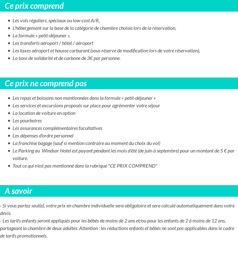 Conditions tarifaires