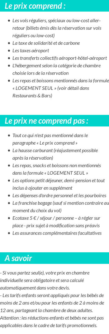 Conditions tarifaires