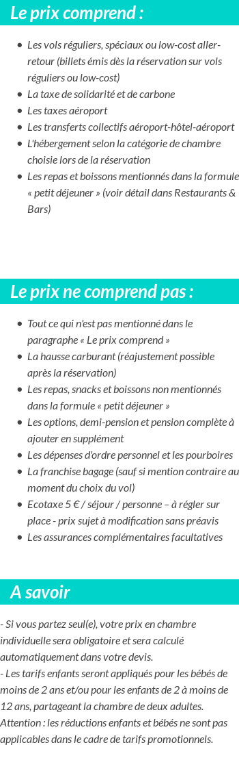 Conditions tarifaires
