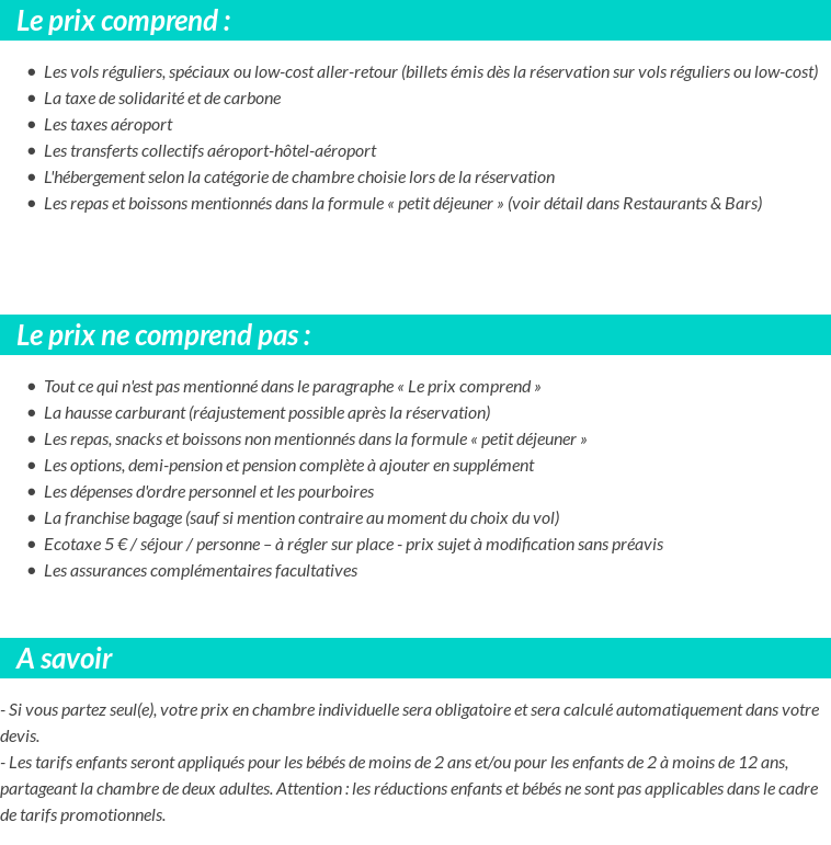 Conditions tarifaires