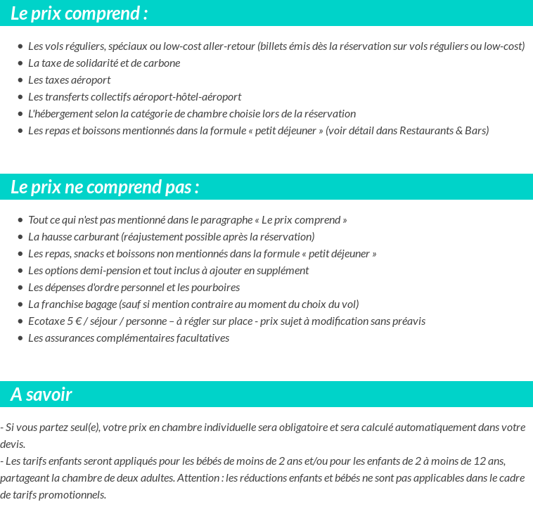 Conditions tarifaires