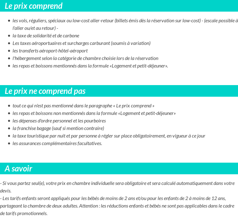 Conditions tarifaires