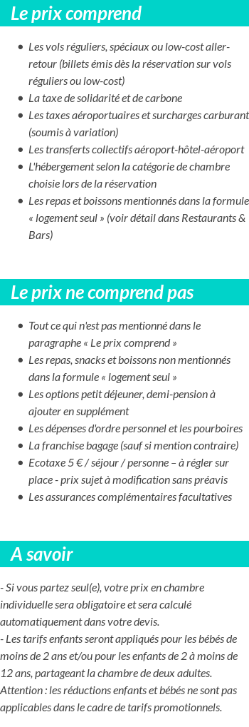 Conditions tarifaires