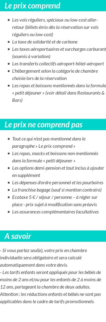 Conditions tarifaires