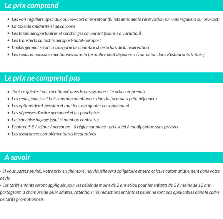 Conditions tarifaires