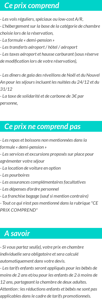 Conditions tarifaires