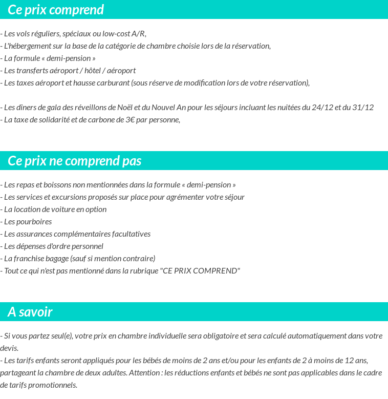 Conditions tarifaires