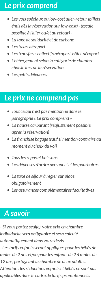 Conditions tarifaires