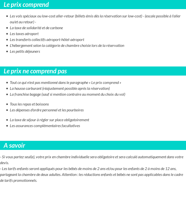 Conditions tarifaires