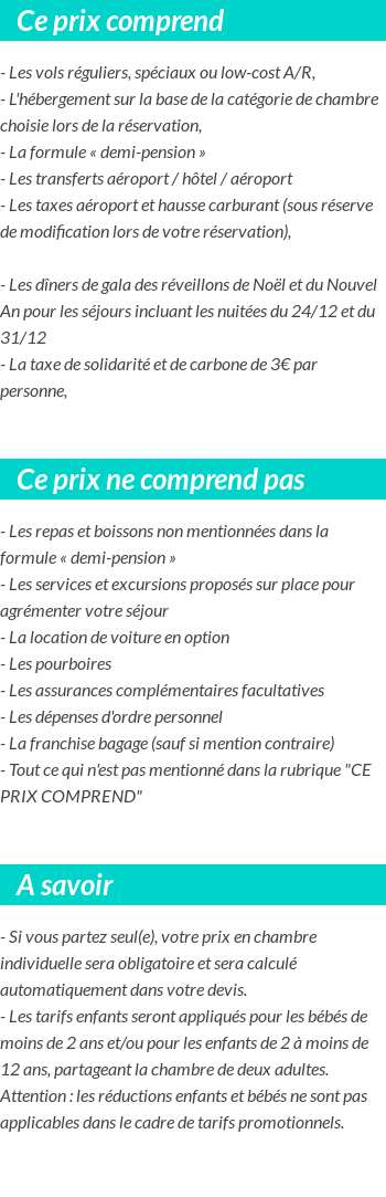 Conditions tarifaires