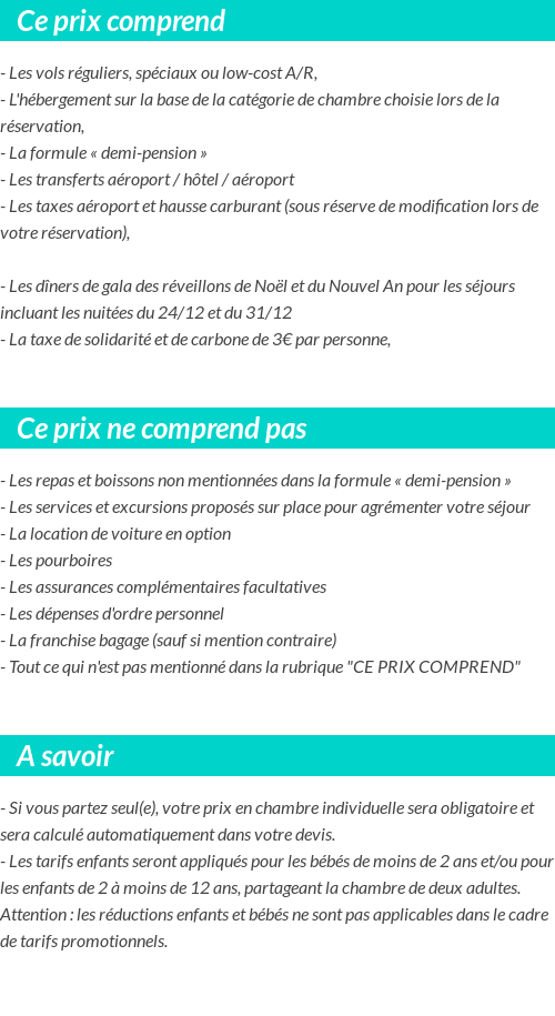 Conditions tarifaires