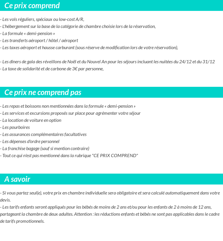 Conditions tarifaires