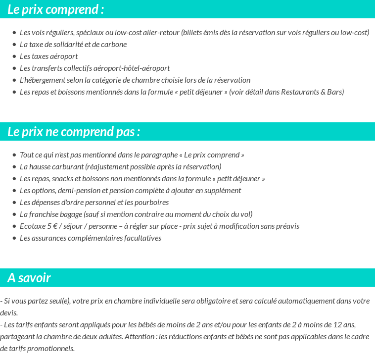Conditions tarifaires