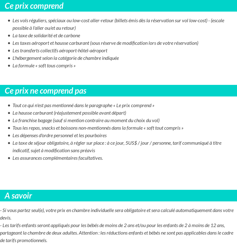 Conditions tarifaires