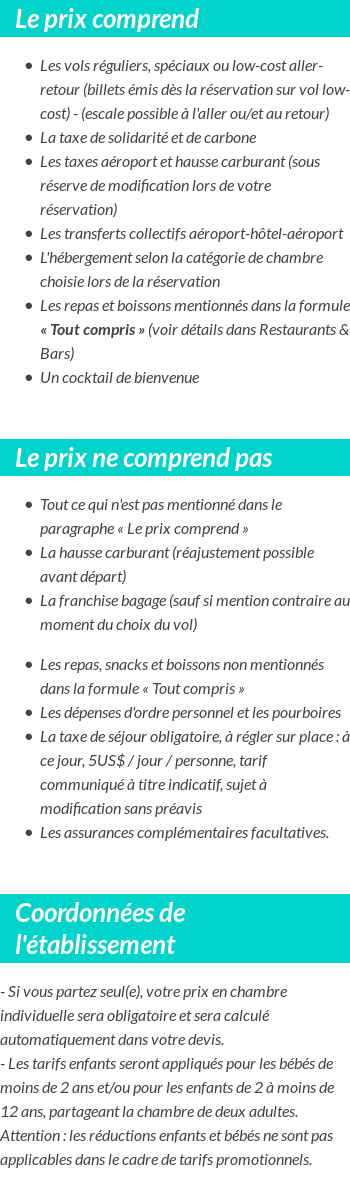 Conditions tarifaires