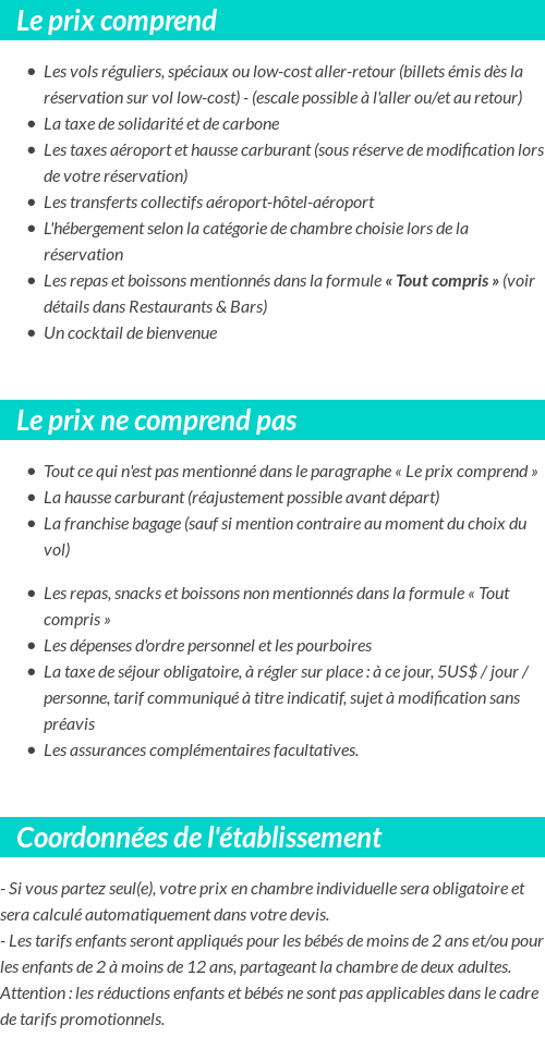 Conditions tarifaires