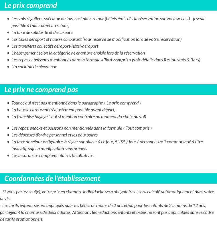 Conditions tarifaires