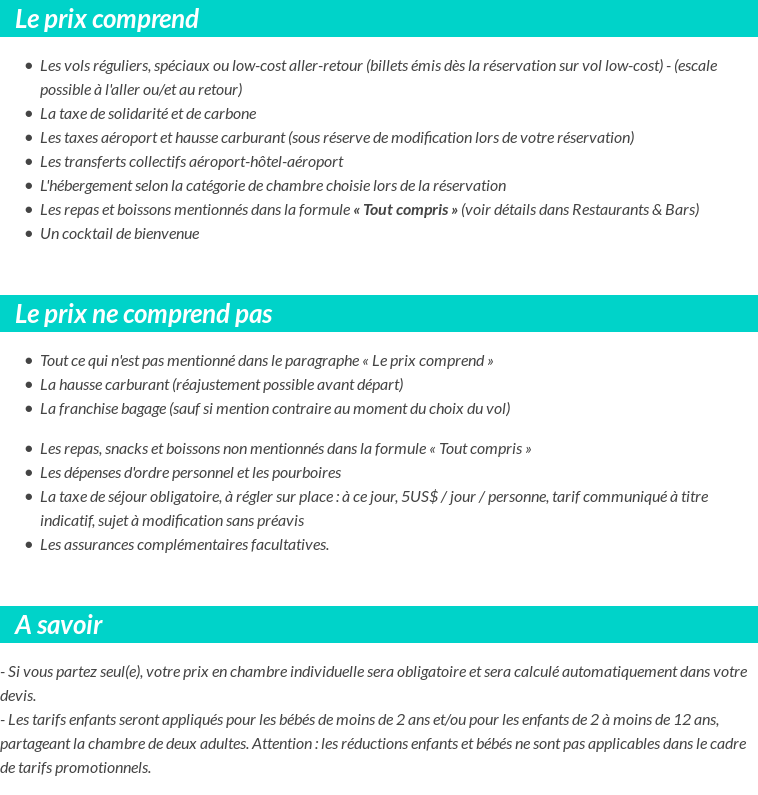 Conditions tarifaires