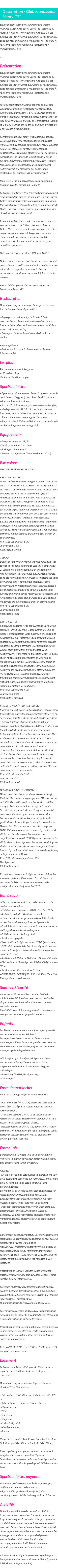 Détails du séjour