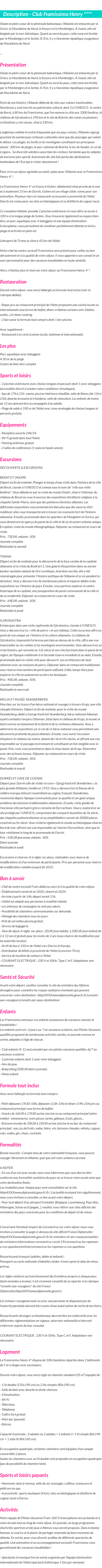 Détails du séjour