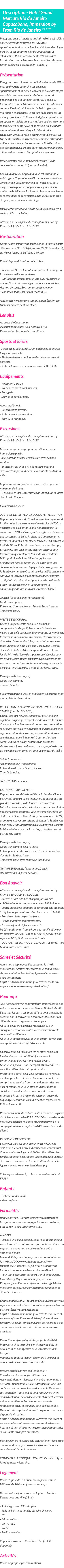 Détails du séjour