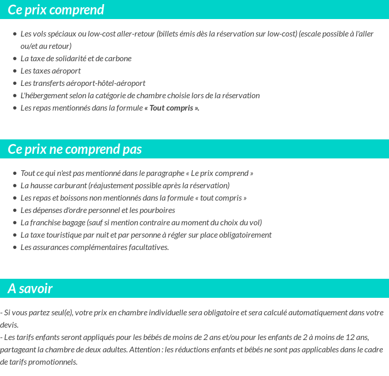 Conditions tarifaires