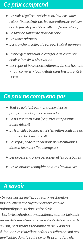 Conditions tarifaires