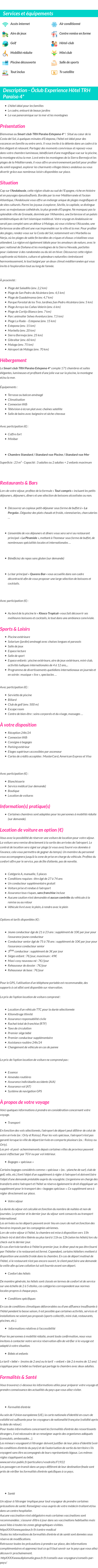 Détails du séjour