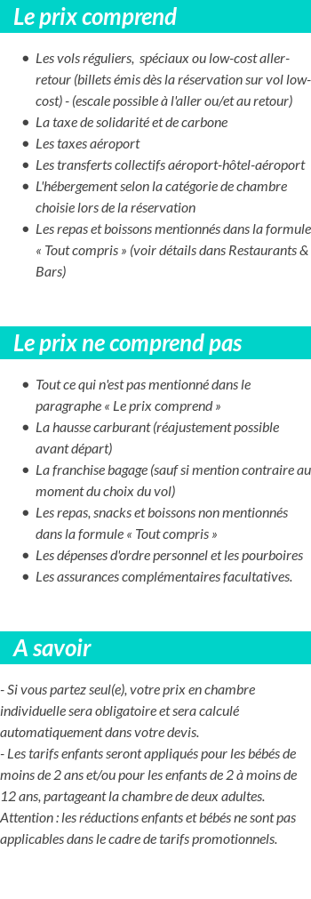 Conditions tarifaires