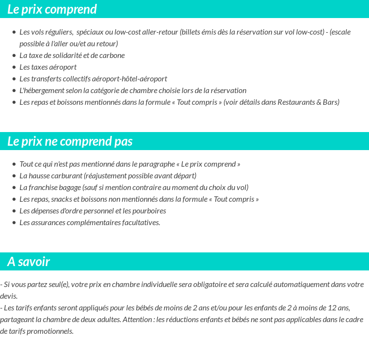 Conditions tarifaires