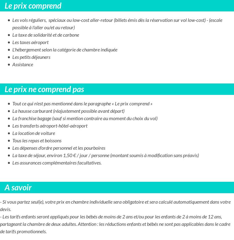 Conditions tarifaires