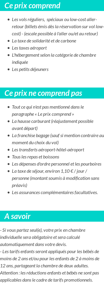 Conditions tarifaires