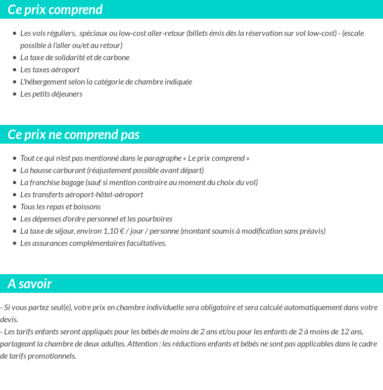 Conditions tarifaires