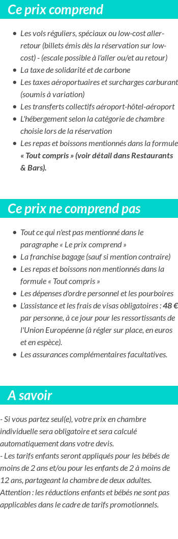 Conditions tarifaires