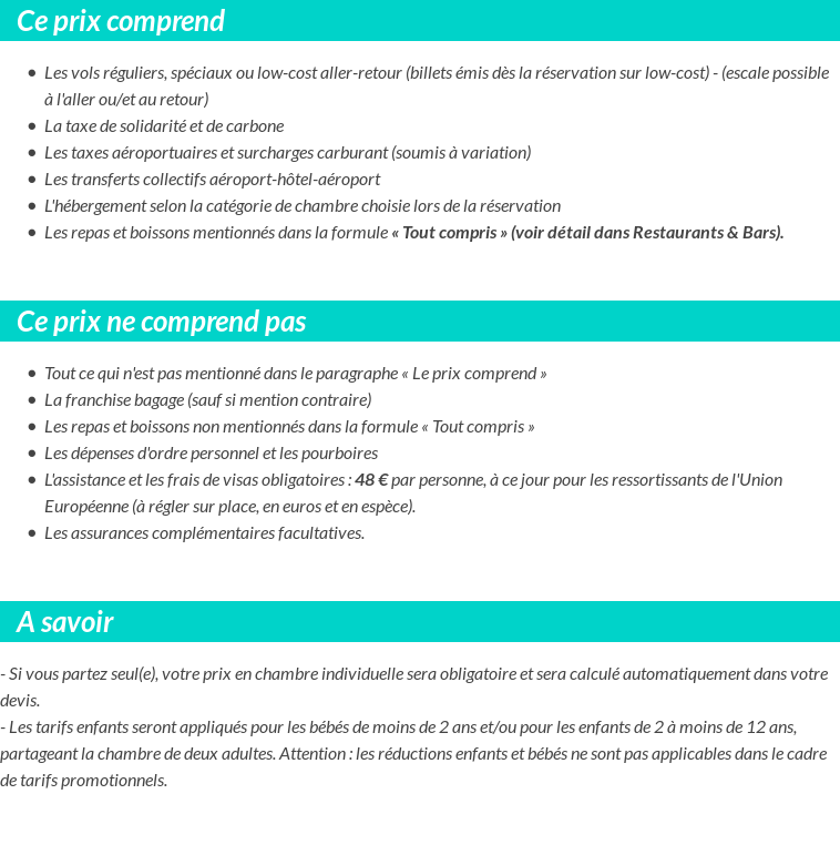 Conditions tarifaires