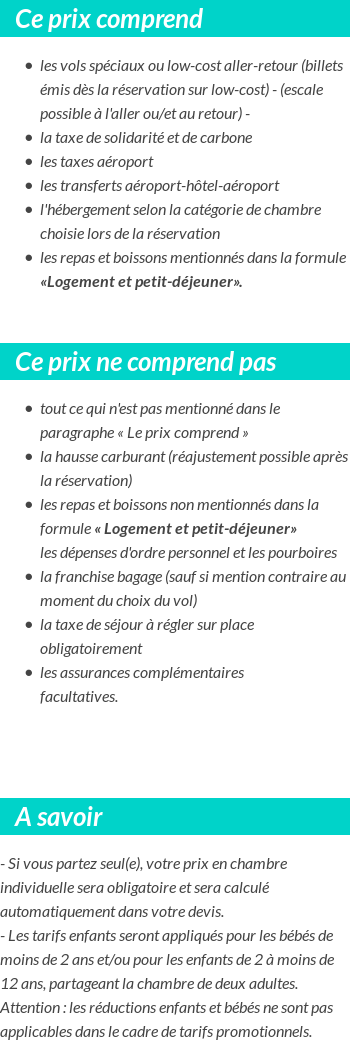 Conditions tarifaires