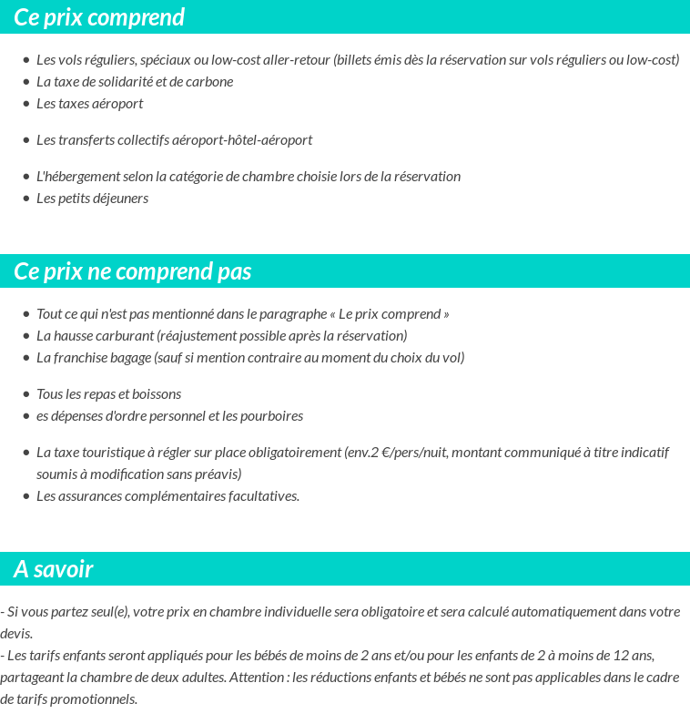 Conditions tarifaires