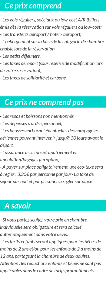Conditions tarifaires