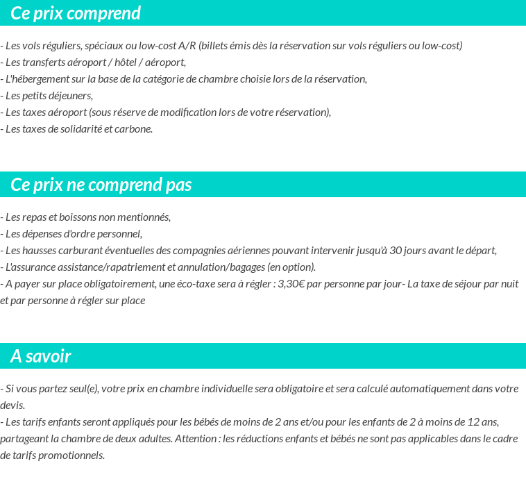 Conditions tarifaires