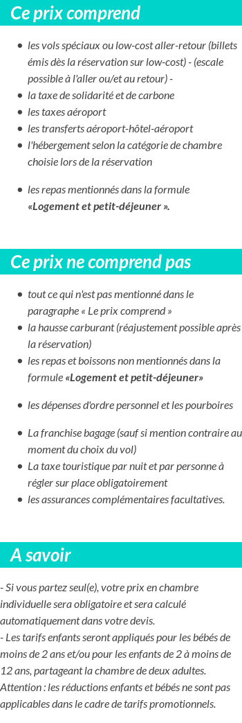 Conditions tarifaires