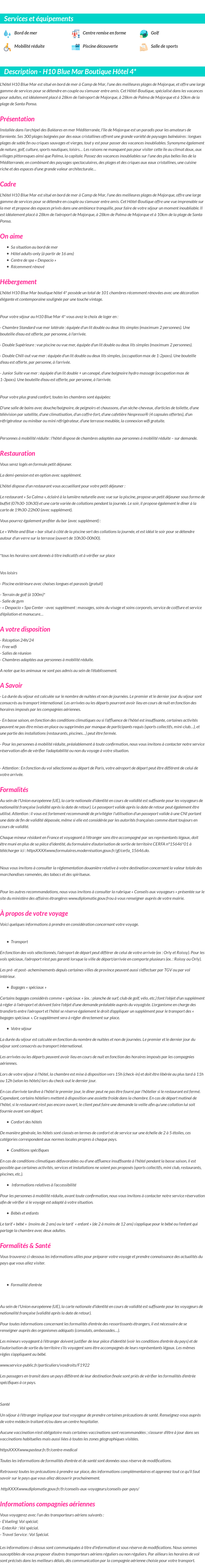 Détails du séjour