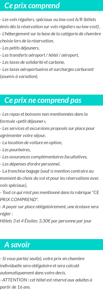 Conditions tarifaires