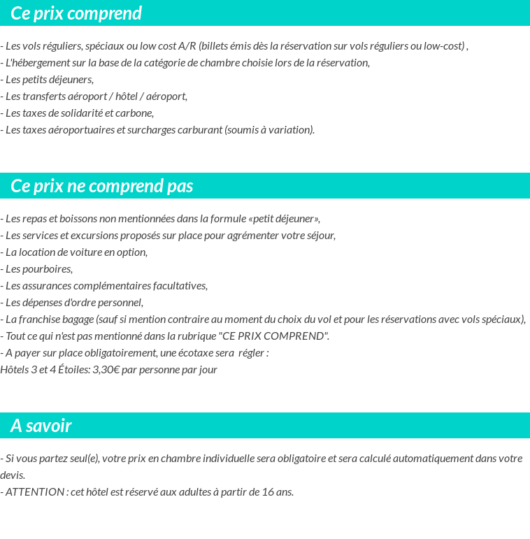 Conditions tarifaires