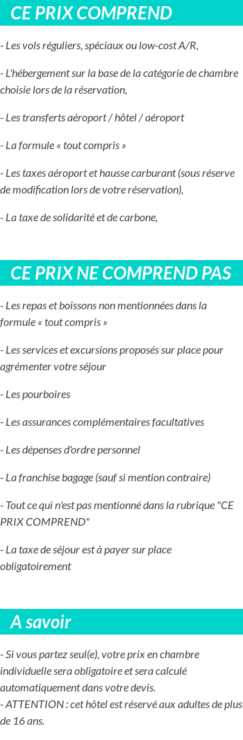 Conditions tarifaires