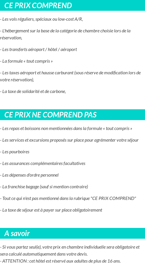 Conditions tarifaires