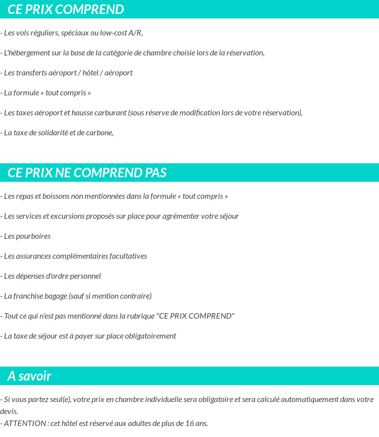 Conditions tarifaires