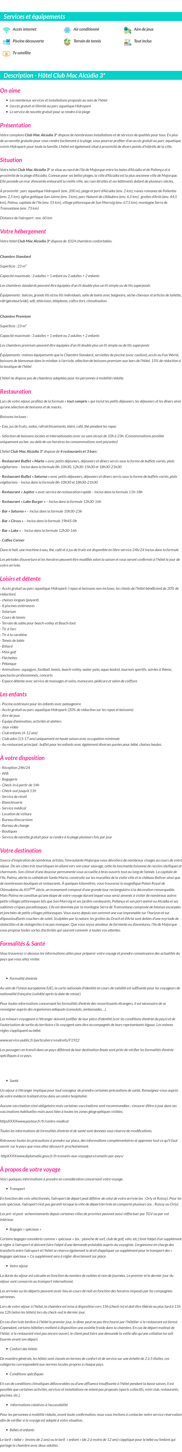 Détails du séjour