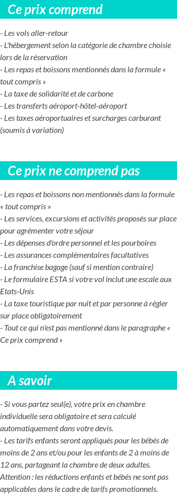 Conditions tarifaires