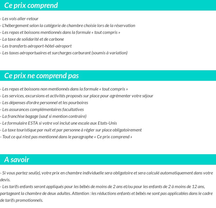 Conditions tarifaires